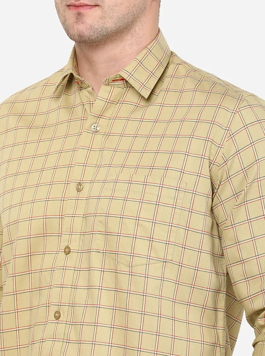 Lark Yellow Checked Slim Fit Casual Shirt | JadeBlue