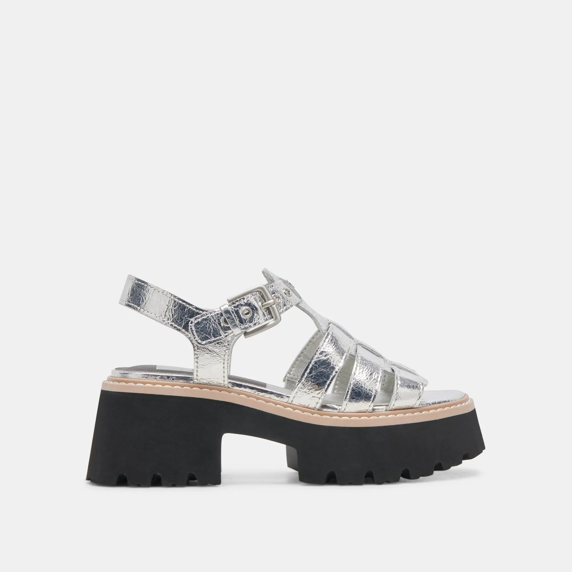 LATICE SANDALS SILVER DISTRESSED LEATHER