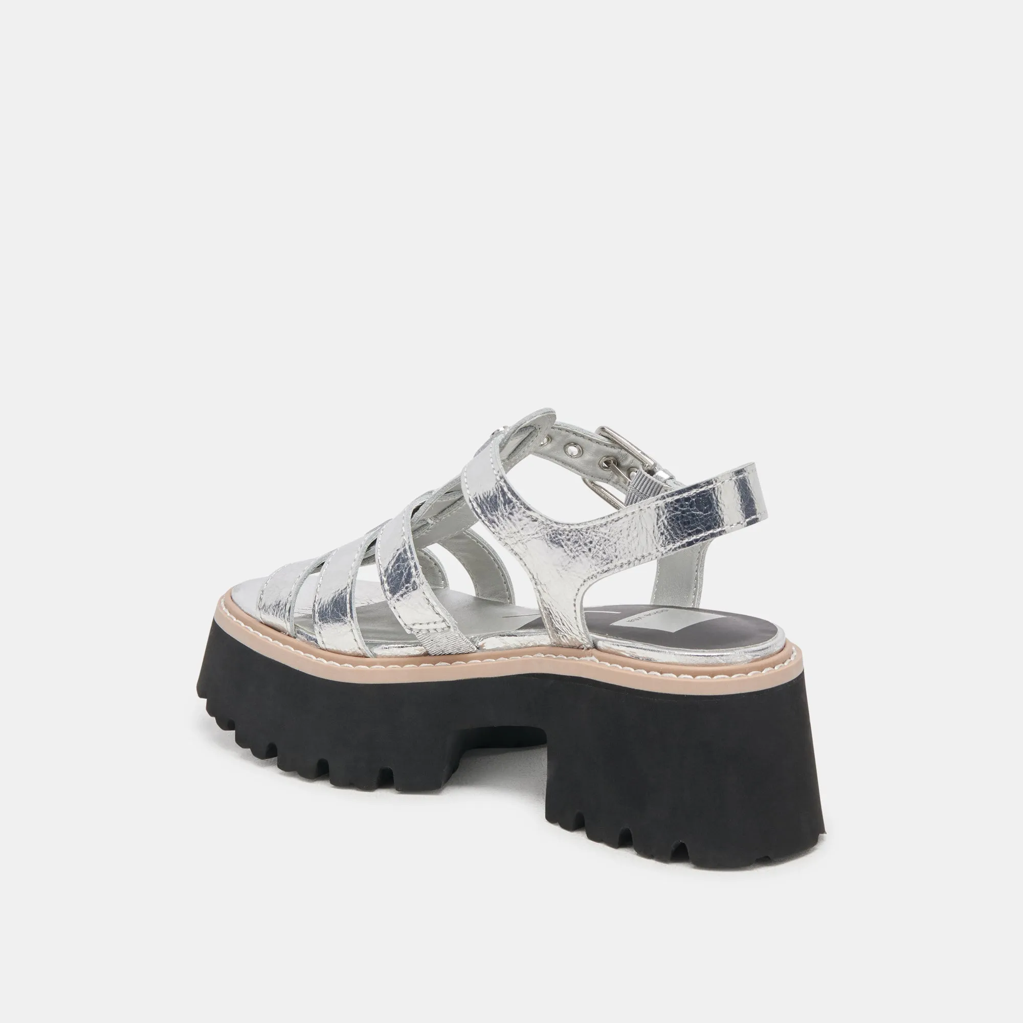 LATICE SANDALS SILVER DISTRESSED LEATHER