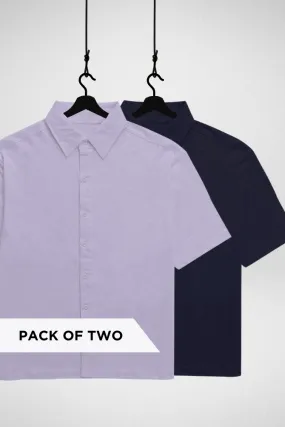 Lavender and Navy Blue Oversized Shirts Combo