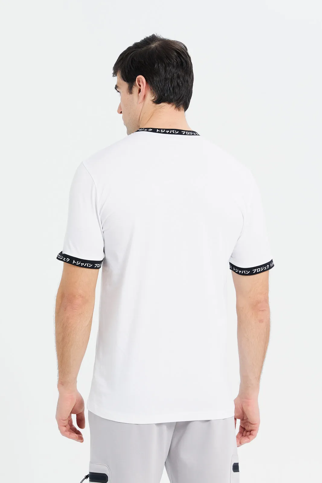 Men White Varsity Printed T-Shirt