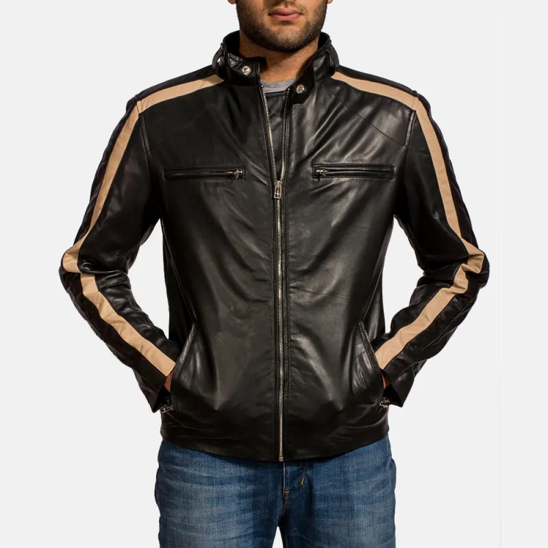 Men's Classic Smart Casual Patchwork Leather Jacket 72921210K