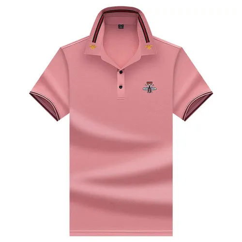 MLSHP Summer Bee Embroidery Men's Polo Shirts High Quality Short