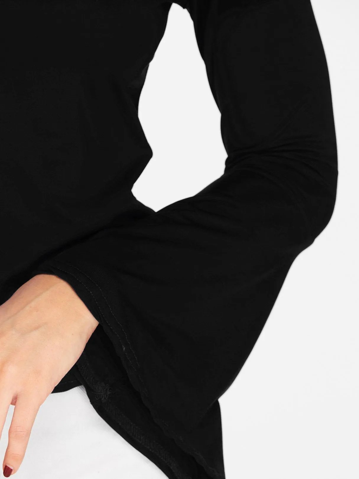 OEM ODM Off The Shoulder Plain Long Sleeve Black Blouses