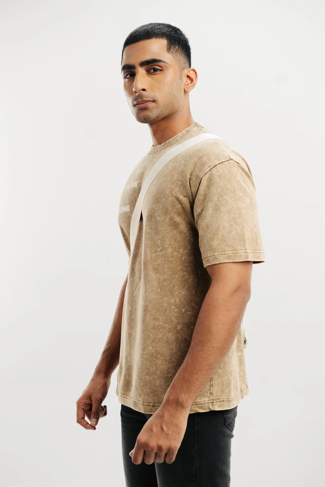 Olive Acid Wash Men's Oversized Tees