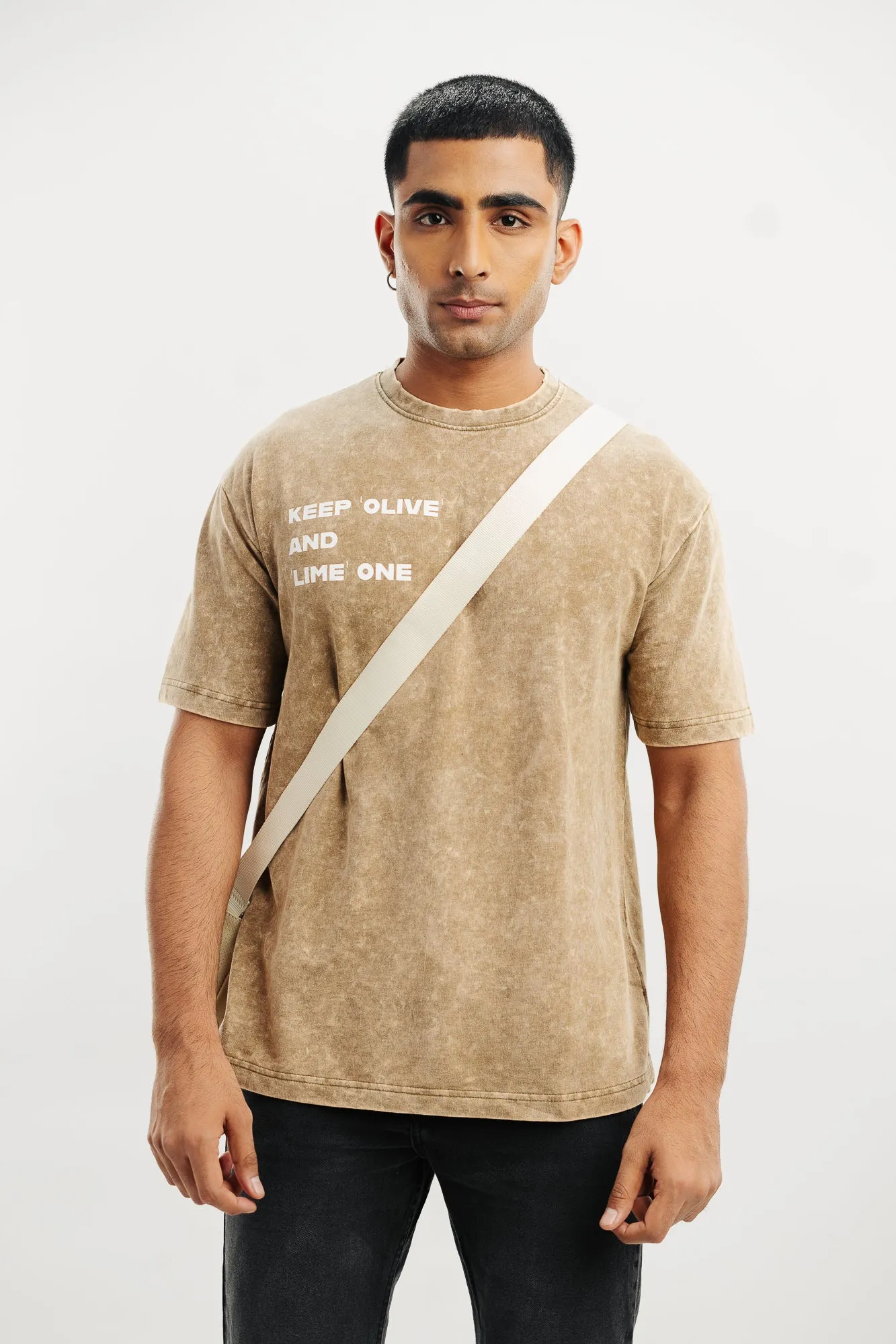 Olive Acid Wash Men's Oversized Tees