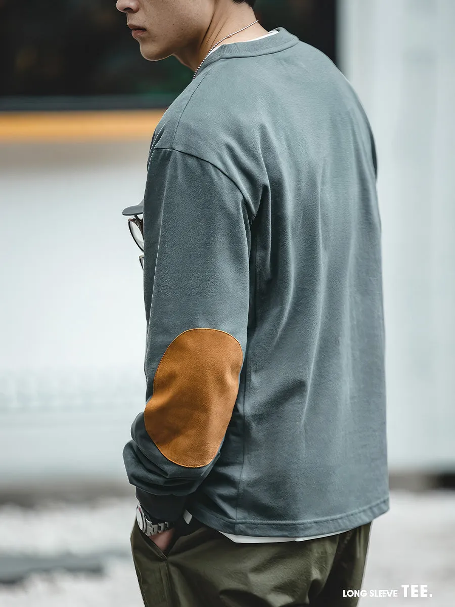 Patchwork Crew Neck Long Sleeve T-Shirt