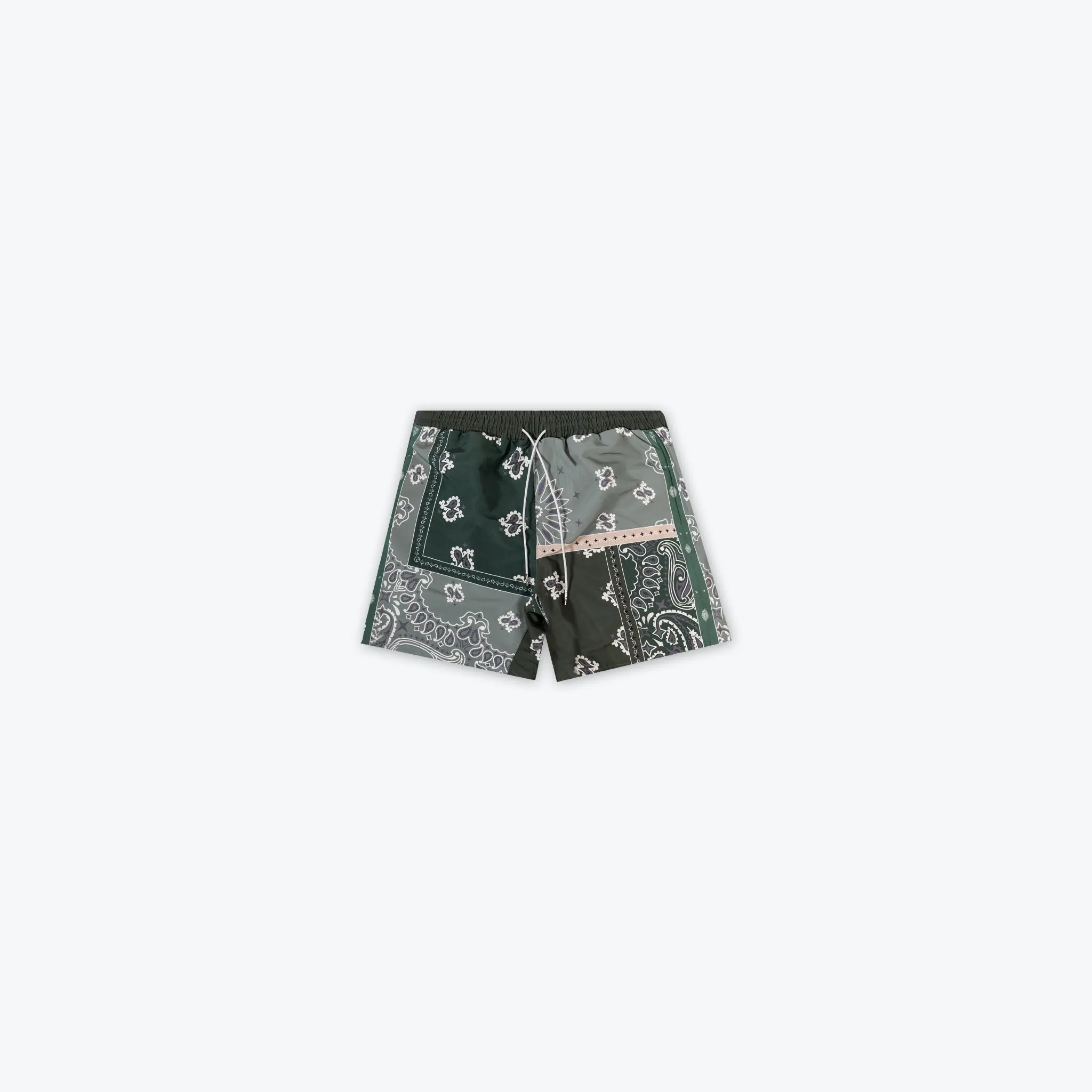 PATCHWORK NYLON PAISLEY SHORT - GREEN/MULTI