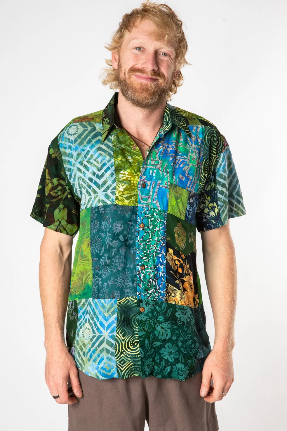 Patchwork Party Batik Button Up Shirt