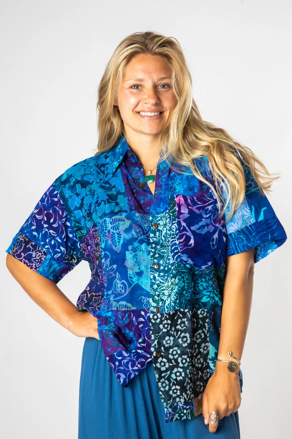 Patchwork Party Batik Button Up Shirt