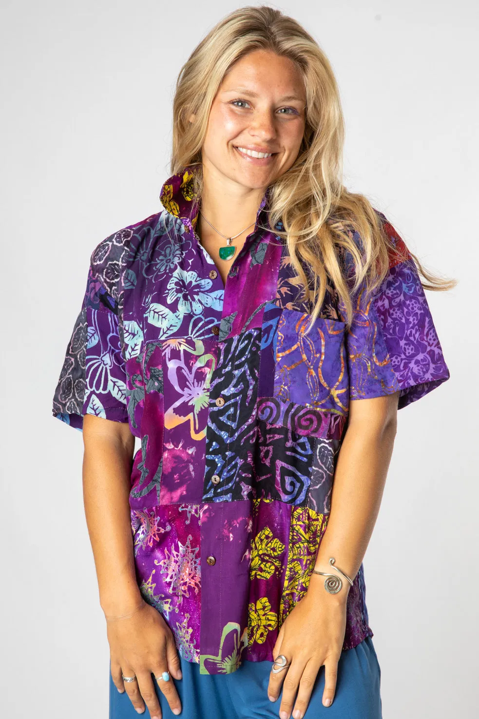 Patchwork Party Batik Button Up Shirt