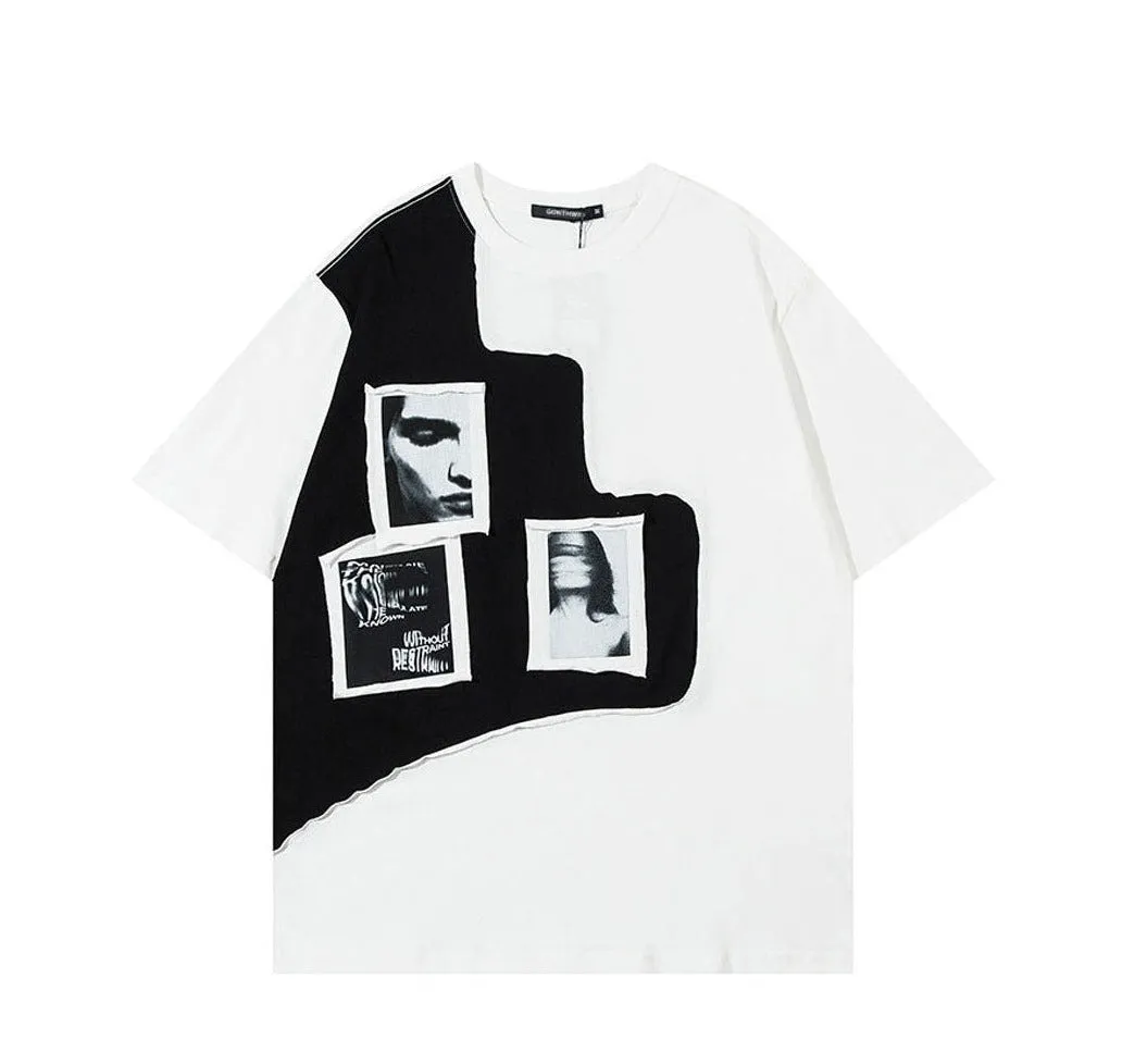 Photo Graphic Patchwork T-Shirt