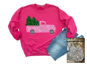 Pink Christmas Truck (Glitter Look)