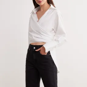 Poplin Long Sleeve Wrap Shirt