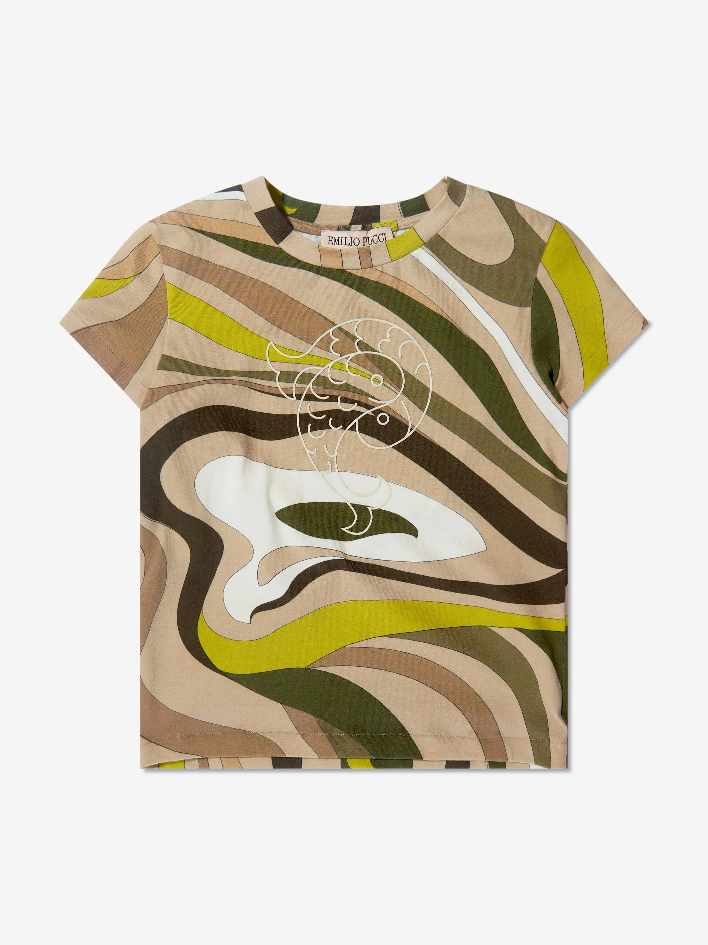 Pucci Girls Marmo Print T-Shirt in Green