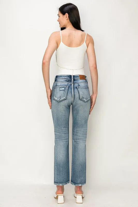 Reagan High Rise Crystal Embellished Crop Straight Jeans