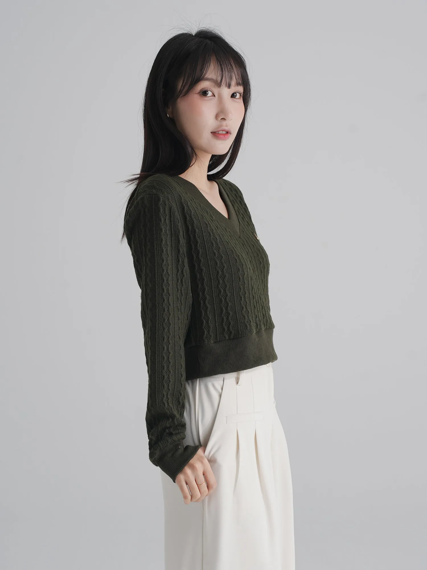 Riveria Signature Cable Knit Top