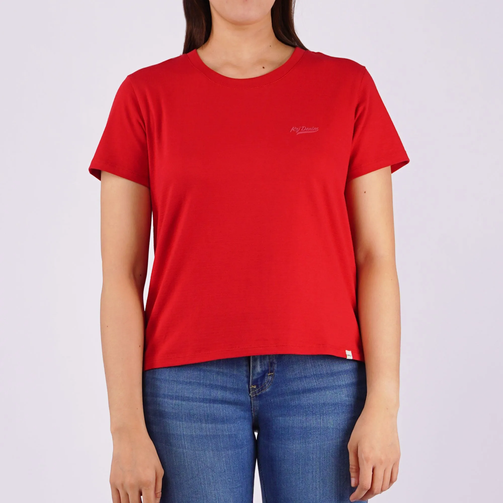 RRJ Ladies Basic Tees Boxy Fitting Missed Lycra Fabric 154123 (Red)