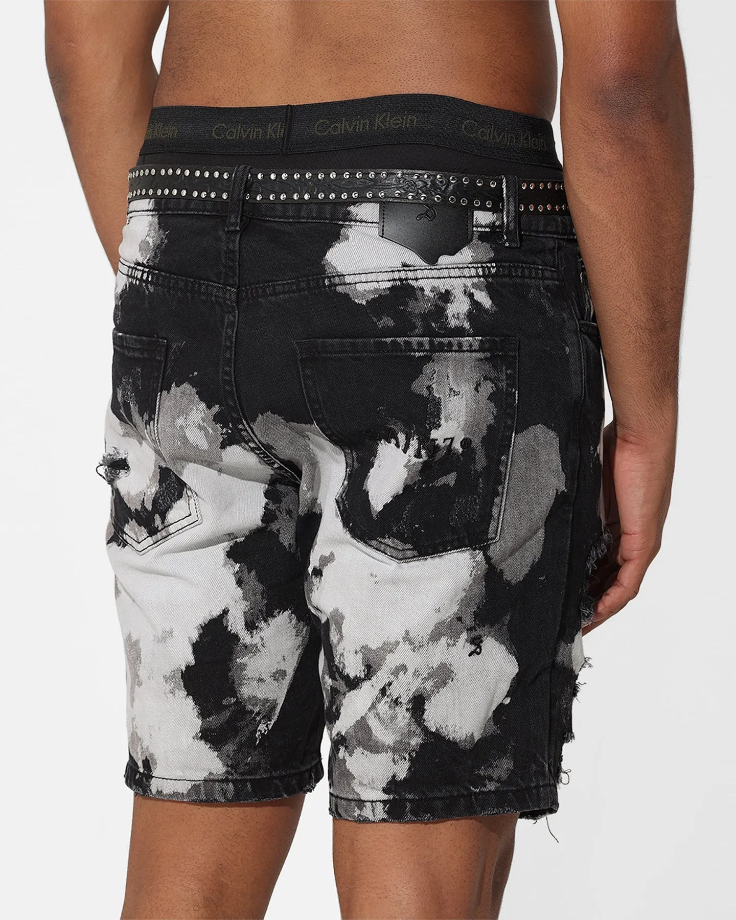 Saint Morta Splat Destroyer Denim Shorts Black/Grey