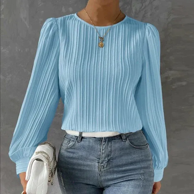 SAVANNAH | LONG-SLEEVED PLEATED BLOUSE