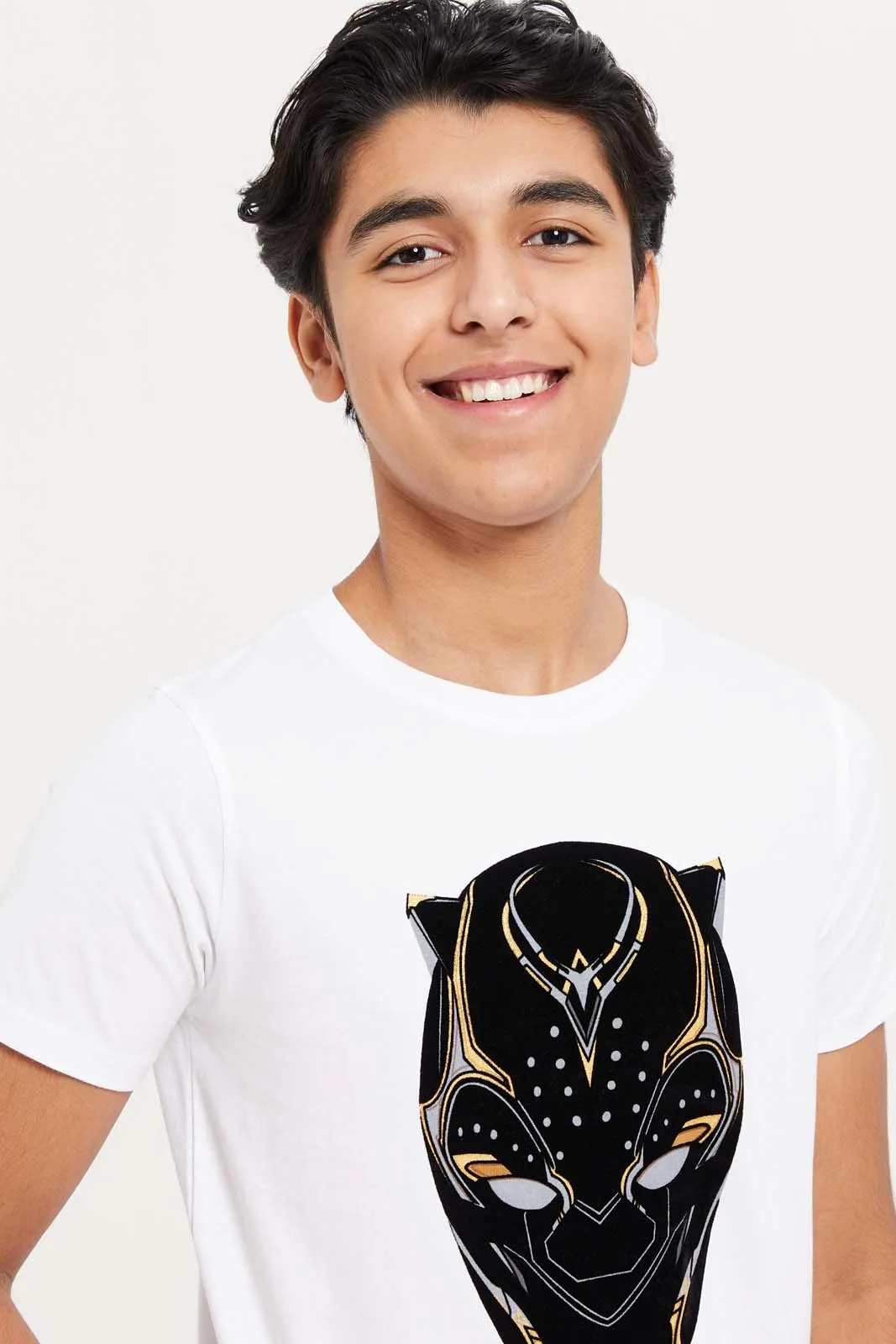 Senior Boys White Black Panther T-Shirt