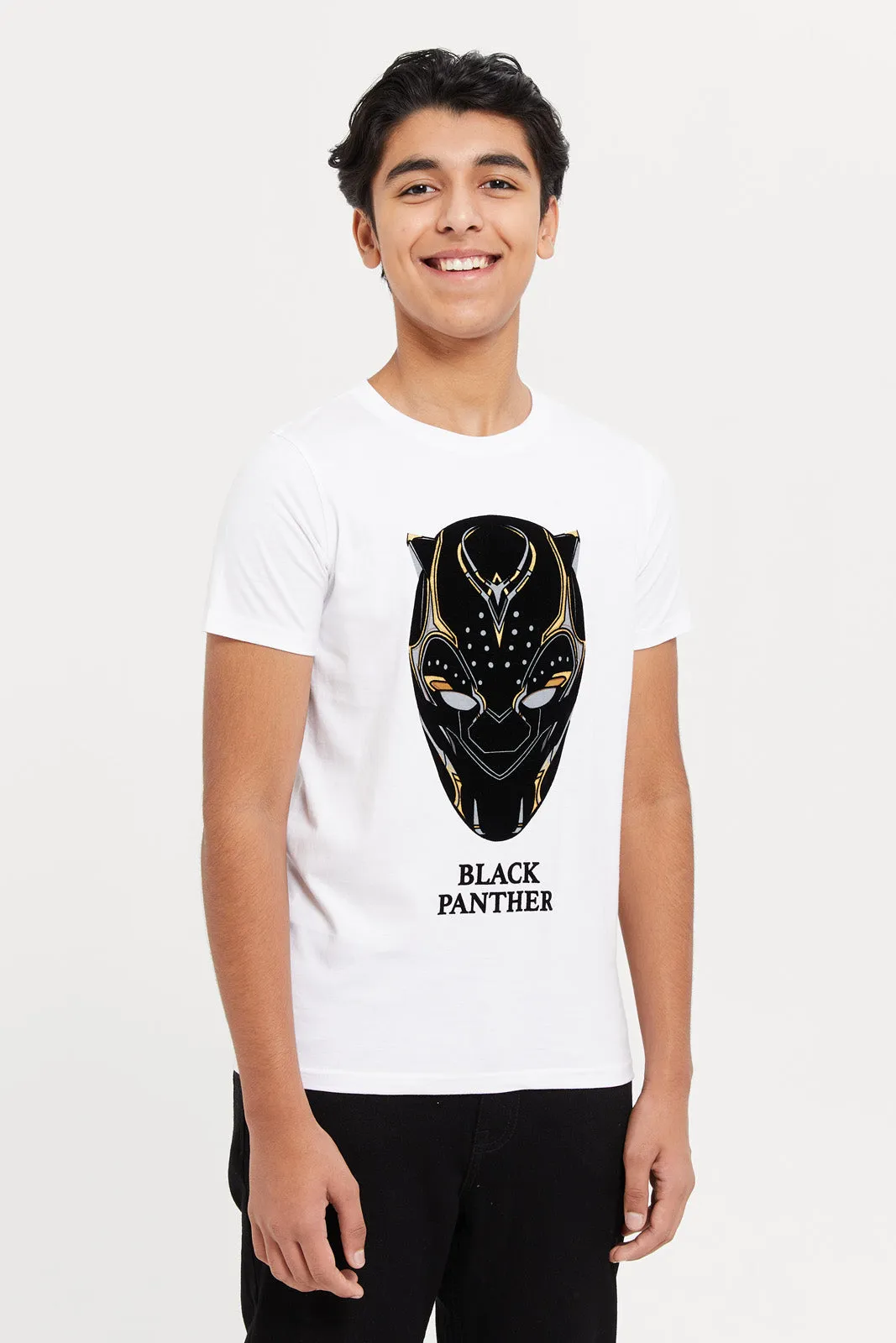 Senior Boys White Black Panther T-Shirt