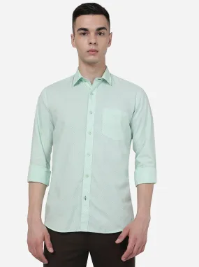 Spray Green Printed Slim Fit Semi Casual Shirt | JadeBlue