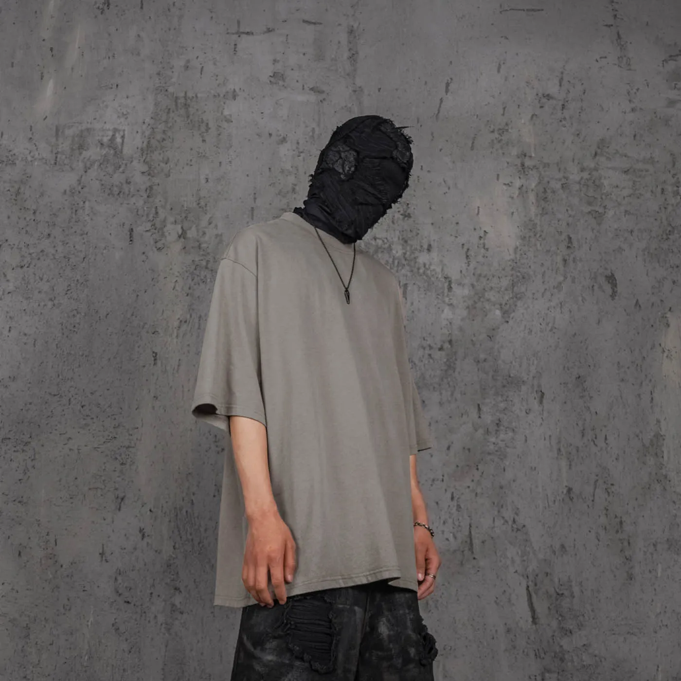 Stone Gray Oversized Army T-Shirt