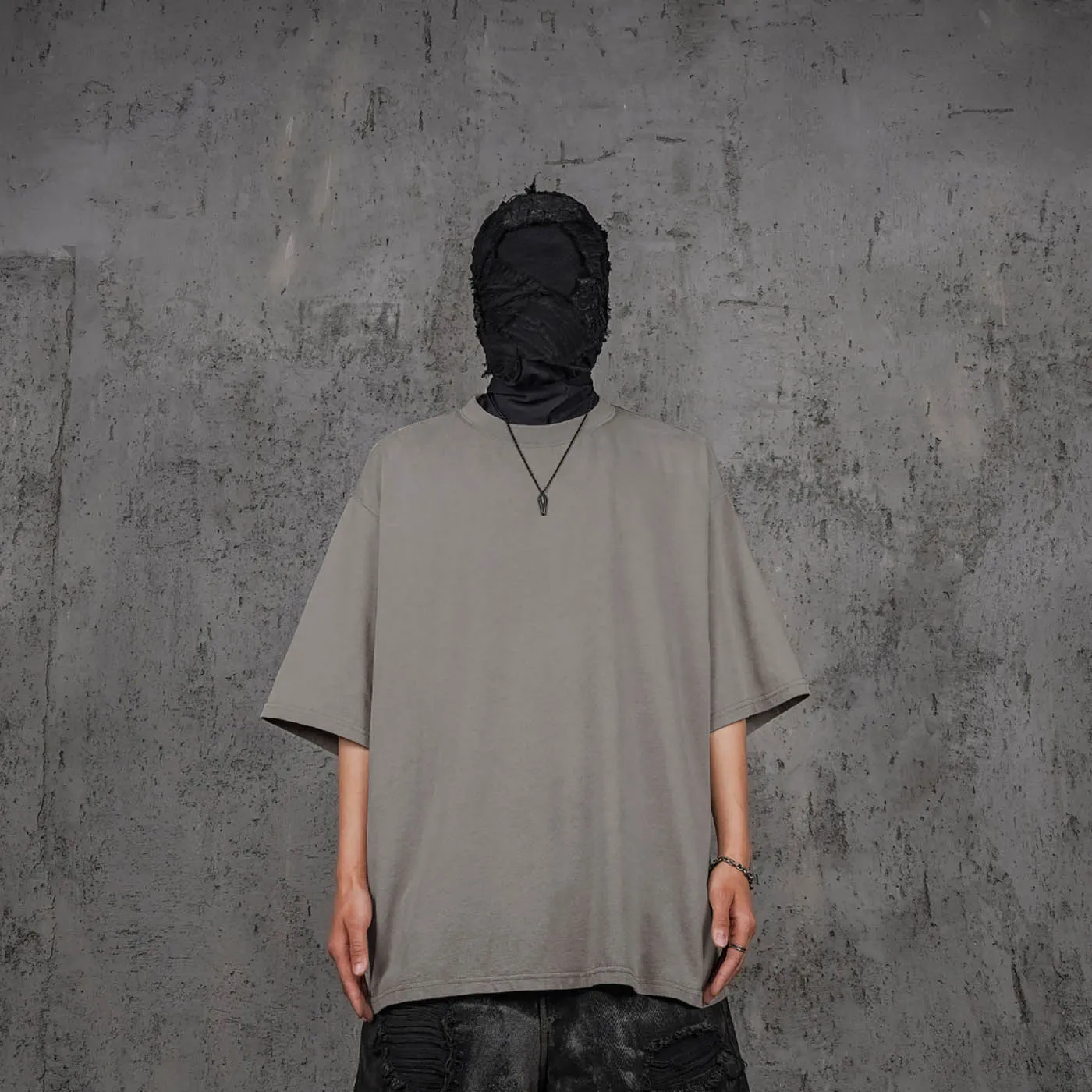 Stone Gray Oversized Army T-Shirt