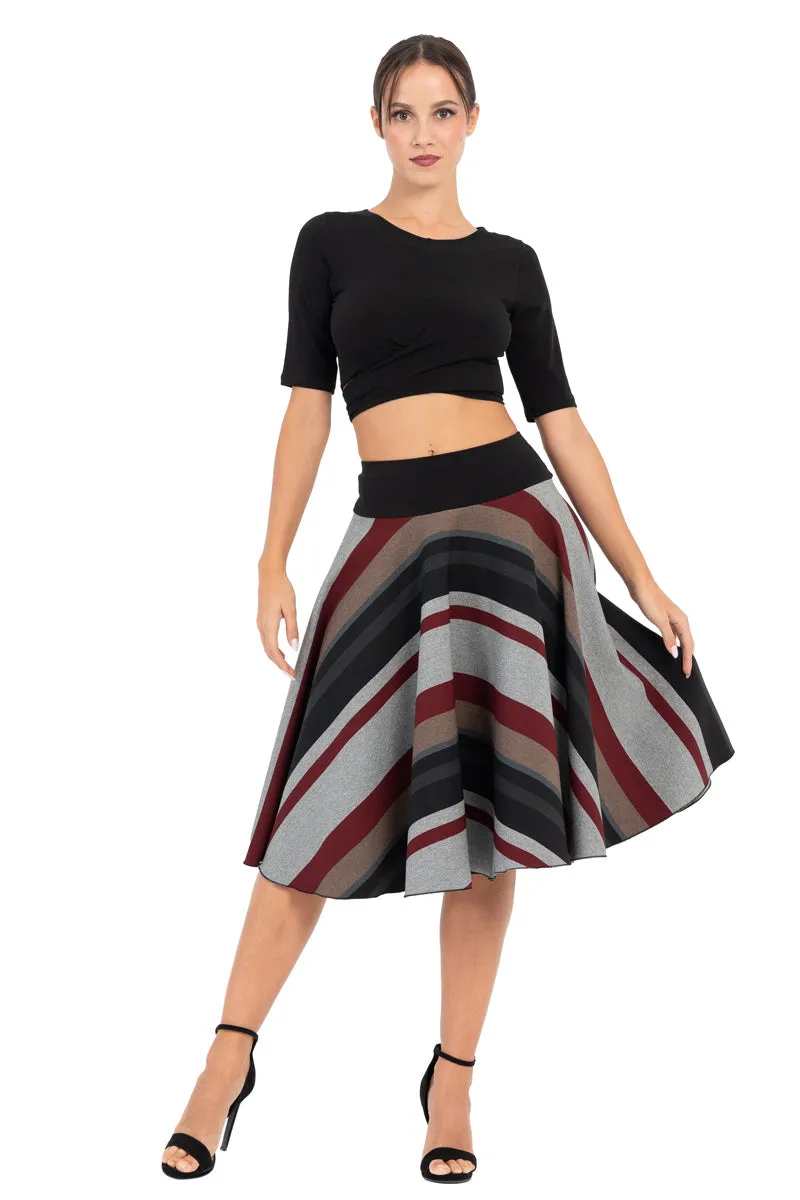 Striped Full Swing Flowing Skirt