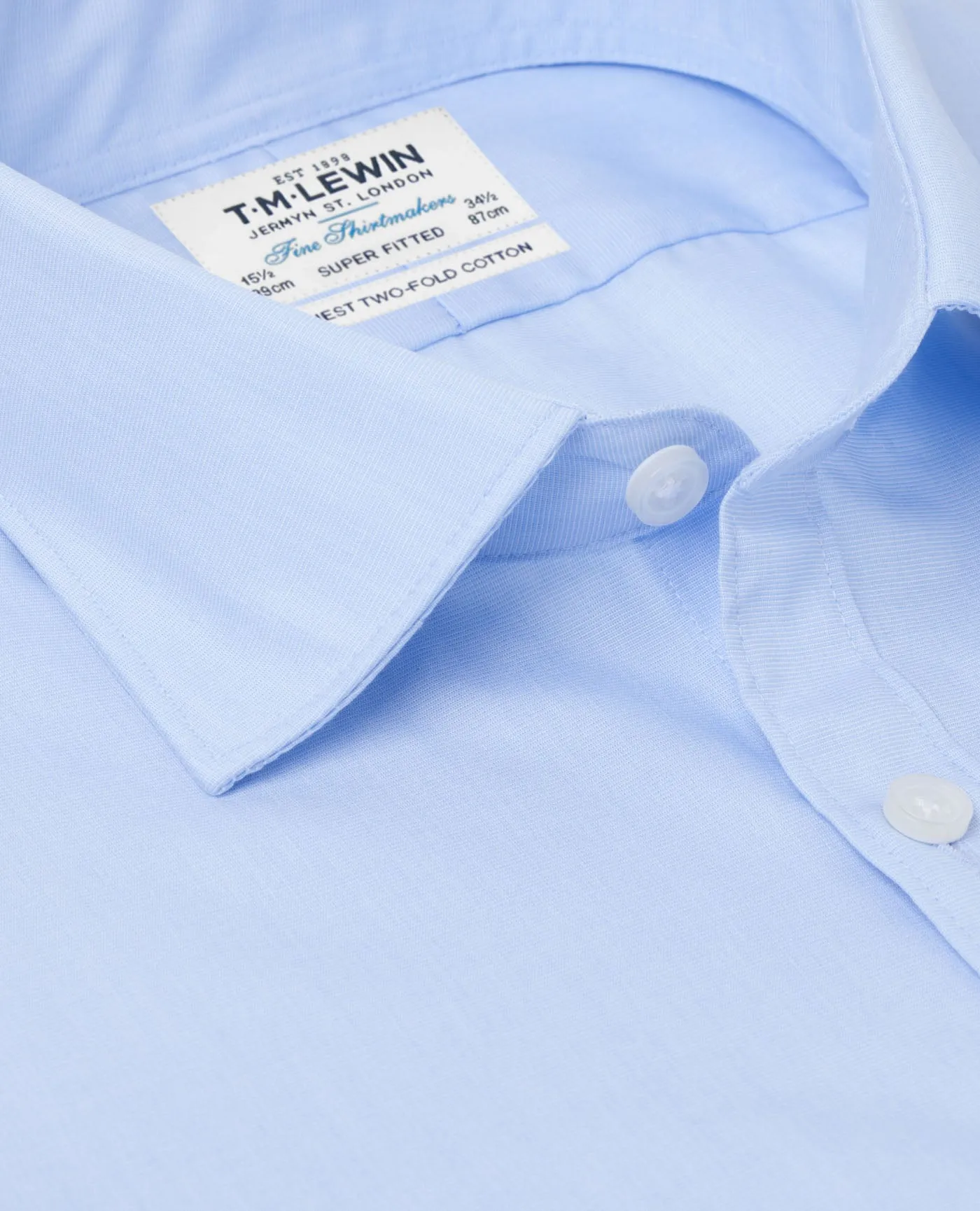 Super Fitted Double Cuff Plain Light Blue Shirt