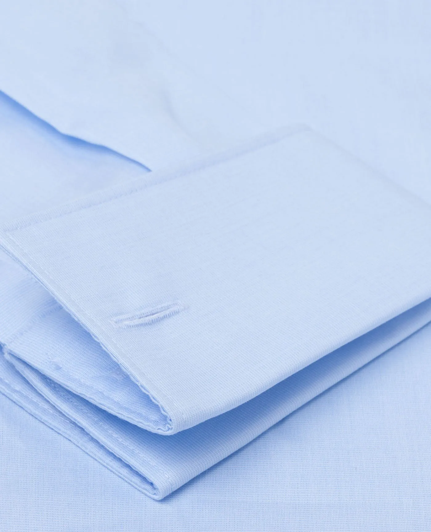 Super Fitted Double Cuff Plain Light Blue Shirt