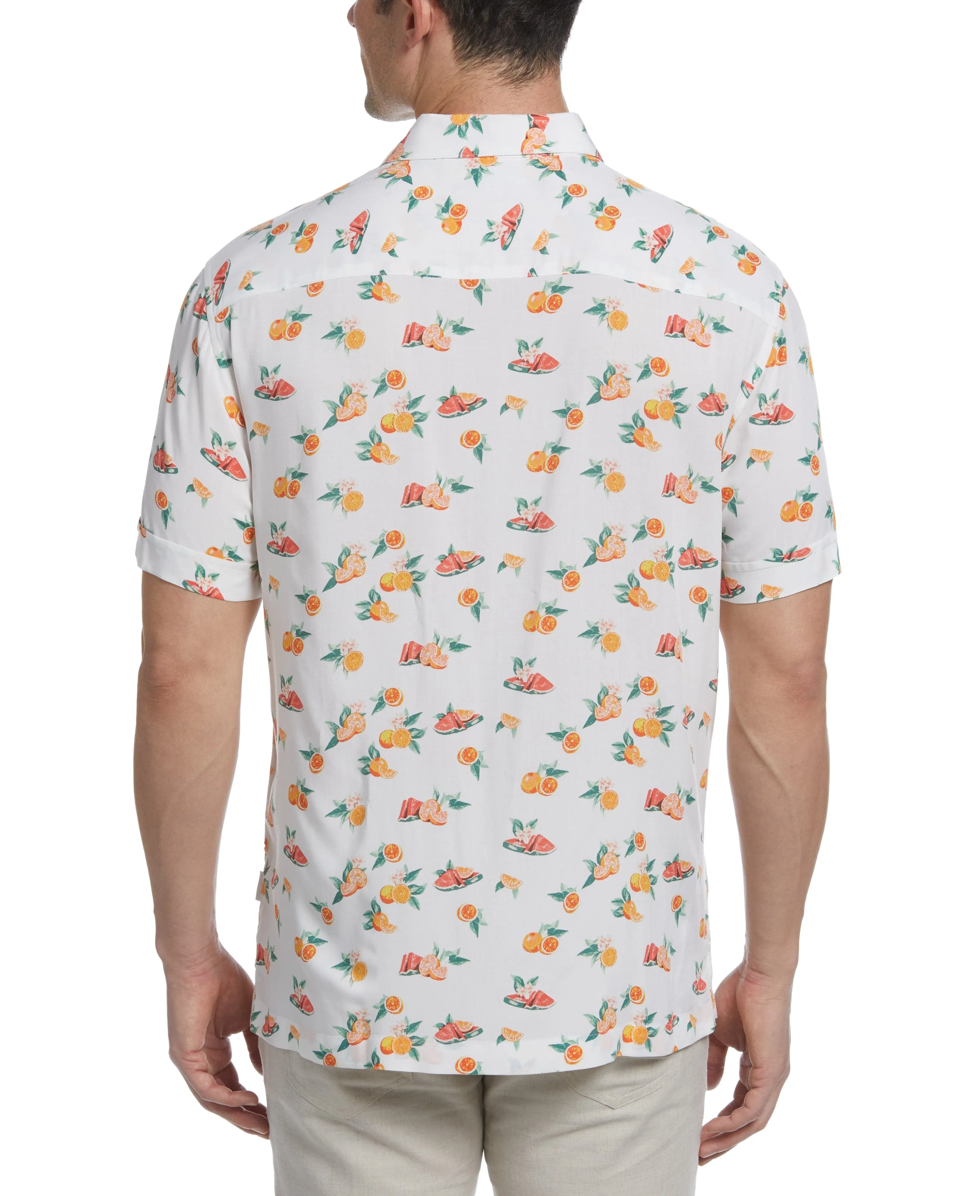 Tropical Fruit Print Button Down Shirt