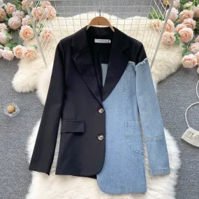 Unique Design Denim Patchwork Blazer