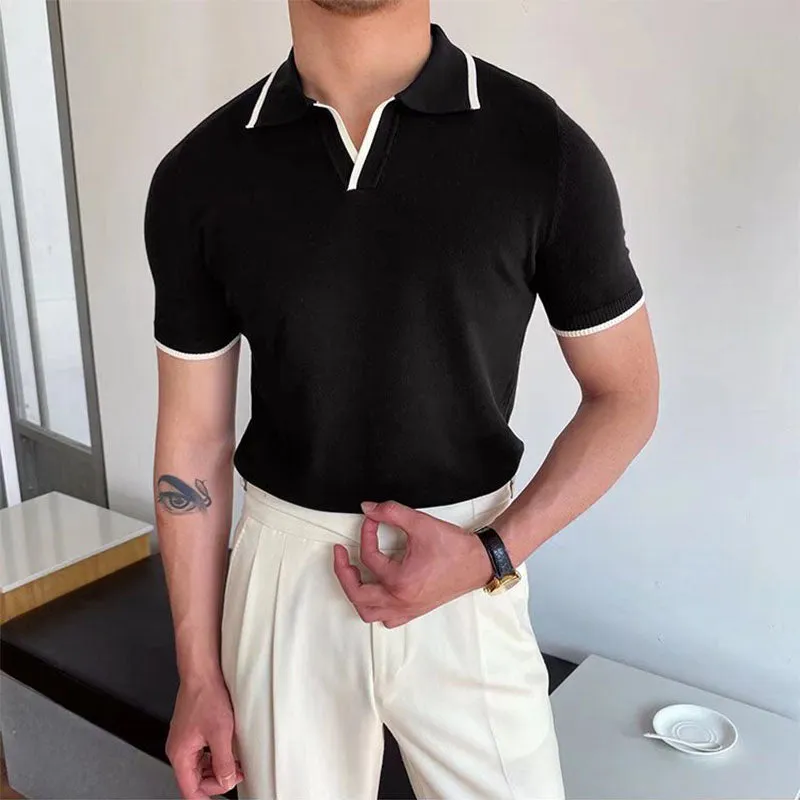 V-neck Cuban Collar Polo T-shirts