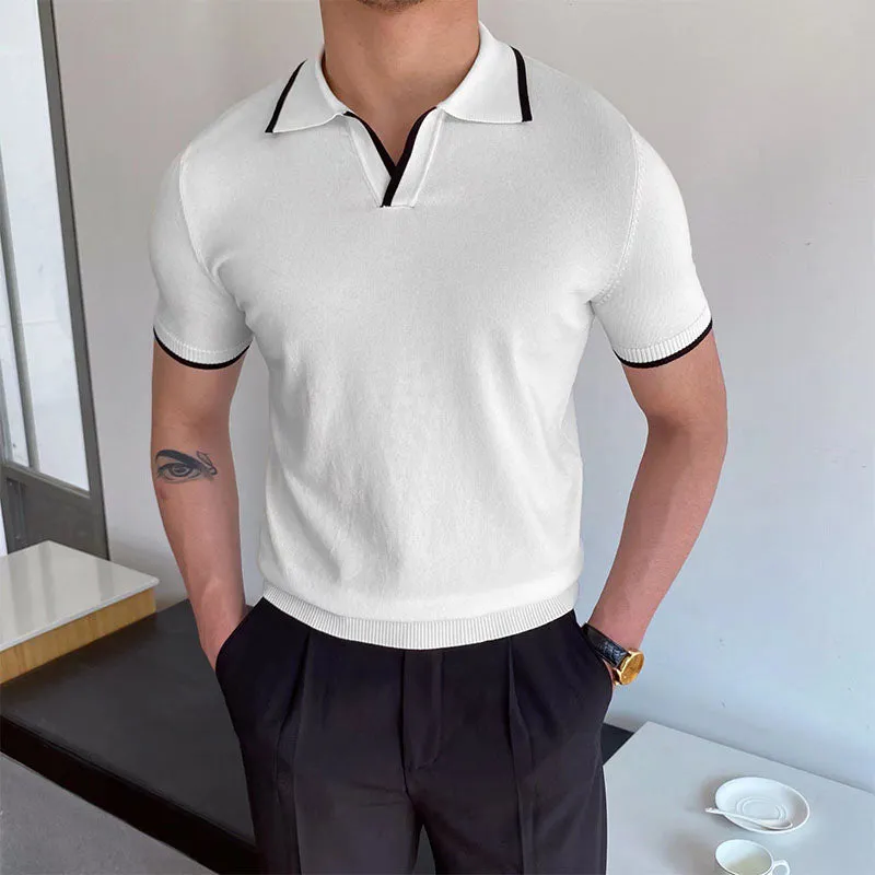 V-neck Cuban Collar Polo T-shirts