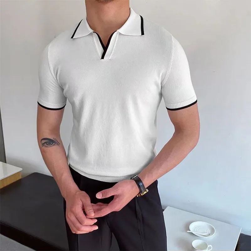 V-neck Cuban Collar Polo T-shirts