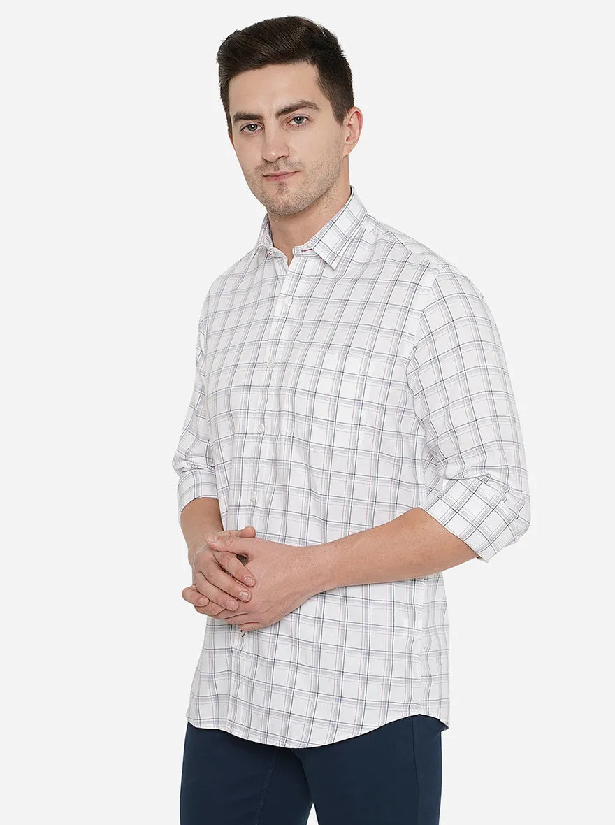 White Checked Slim Fit Casual Shirt | JadeBlue