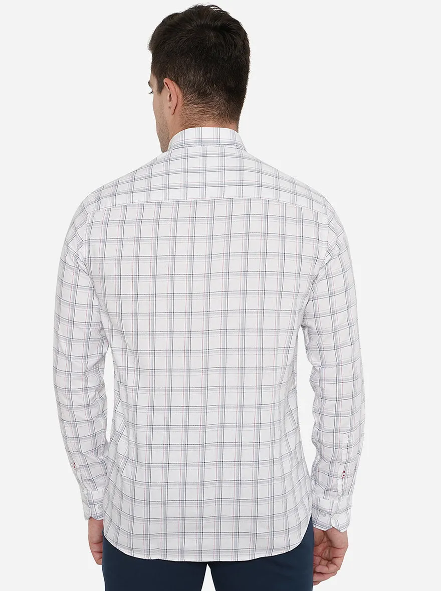 White Checked Slim Fit Casual Shirt | JadeBlue