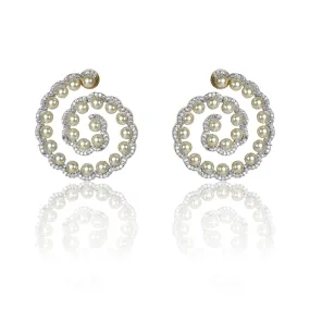 White pearl spiral tops earrings