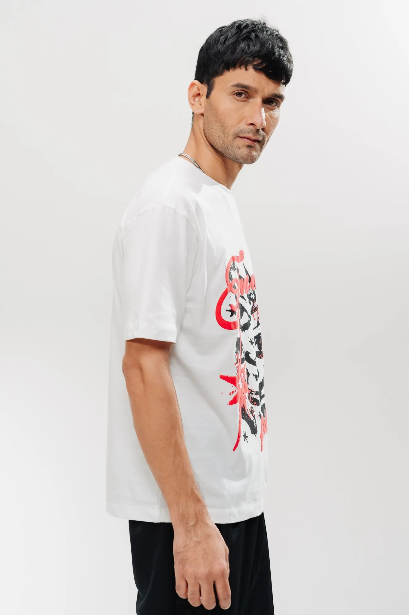 White Starring Men's Oversized Tees