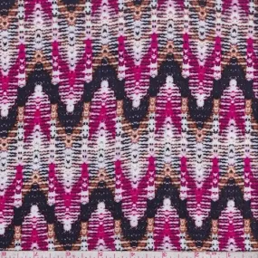 White/Hot Pink/Plum Zig Zag Jersey Knit Fabric