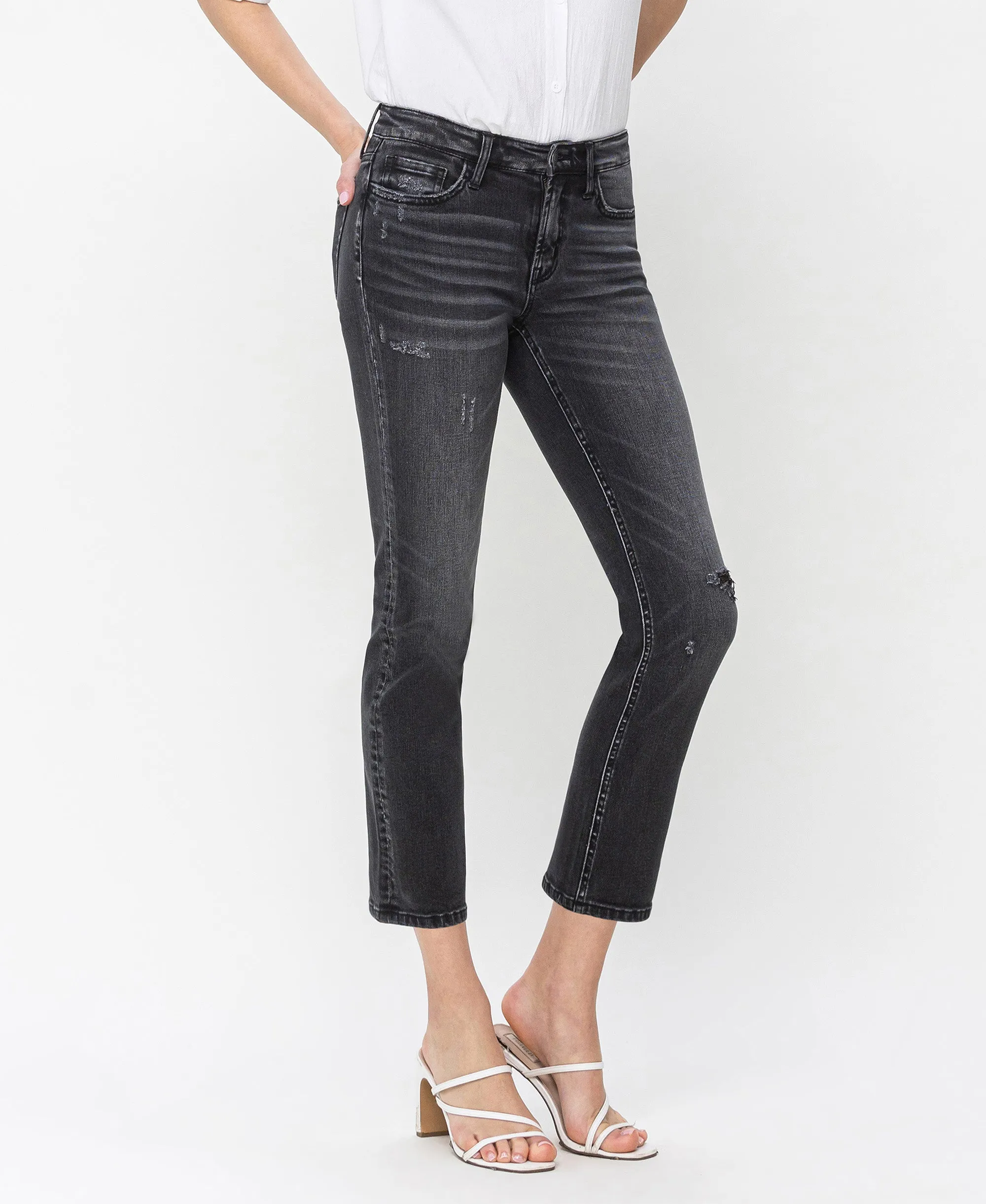 Wholeheartedly - Mid Rise Ankle Slim Straight Jeans