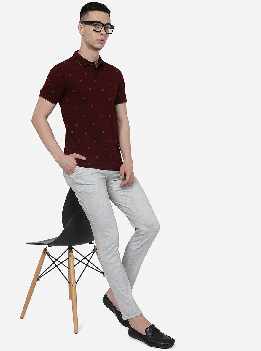 Wine Printed Slim Fit Polo T-Shirt | Greenfibre