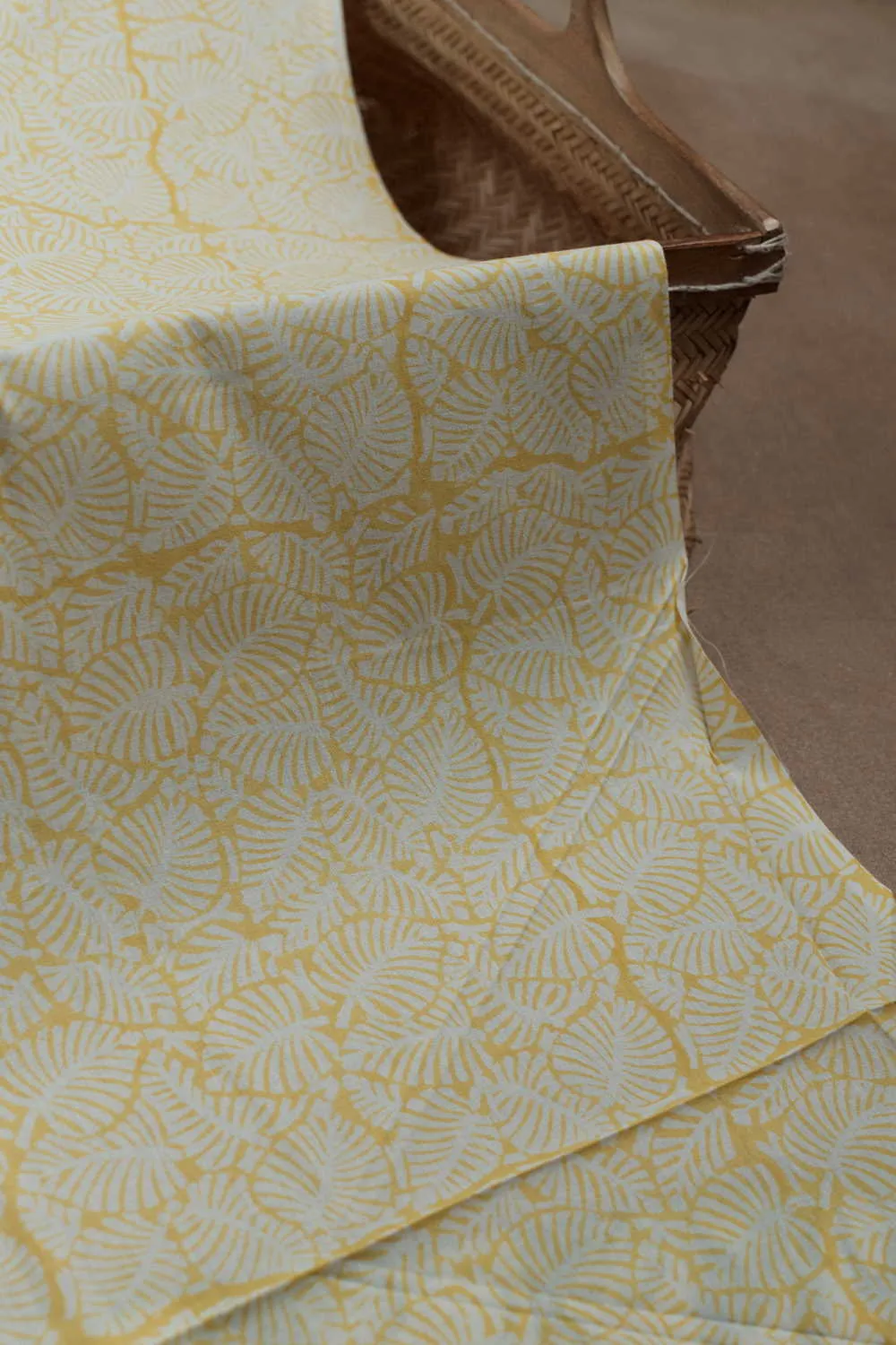 Yellow Pattern Sanganeri Cotton Fabric